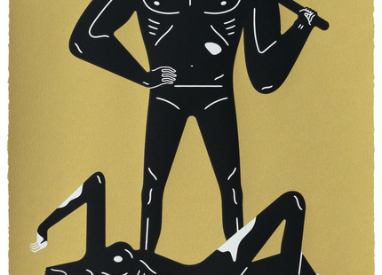 The Naked Woman & Man Gold Silkscreen Print by Cleon Peterson