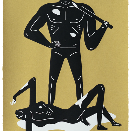 The Naked Woman & Man Gold Silkscreen Print by Cleon Peterson