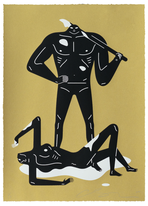 The Naked Woman & Man Gold Silkscreen Print by Cleon Peterson