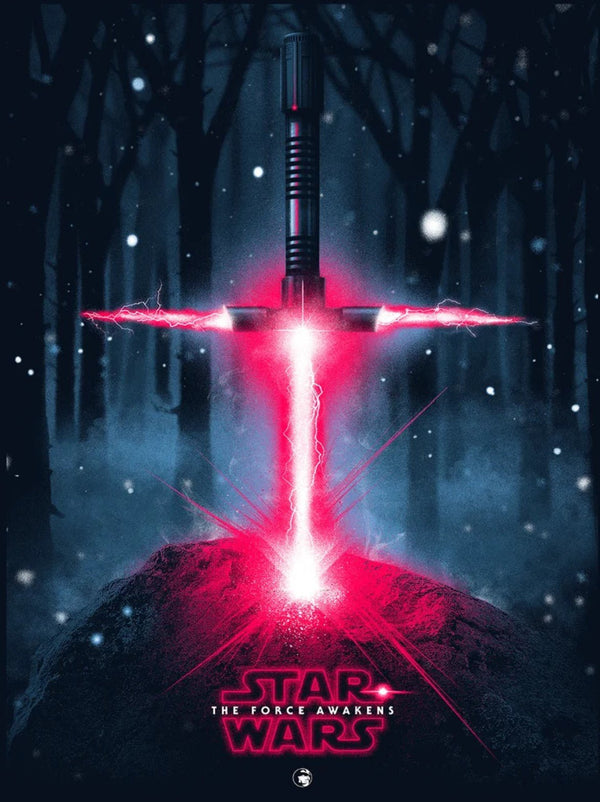 A Lightsaber in the Stone AP Silkscreen Print by Patrick Connan