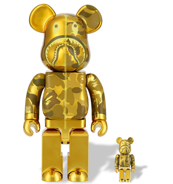 ABC Camo Shark- Oro 100% y 400% Be@rbrick