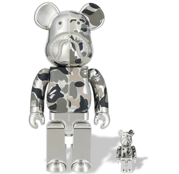 ABC Camo Shark - Plata 100% y 400% Be@rbrick