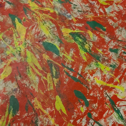 Abstraction Pollock Red Green Original Oil Painting by Samuel Kamen
