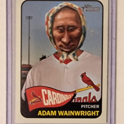 Adam Wainwright Putin Old Lady Cardinals Original Collage Baseball Card Art by Pat Riot
