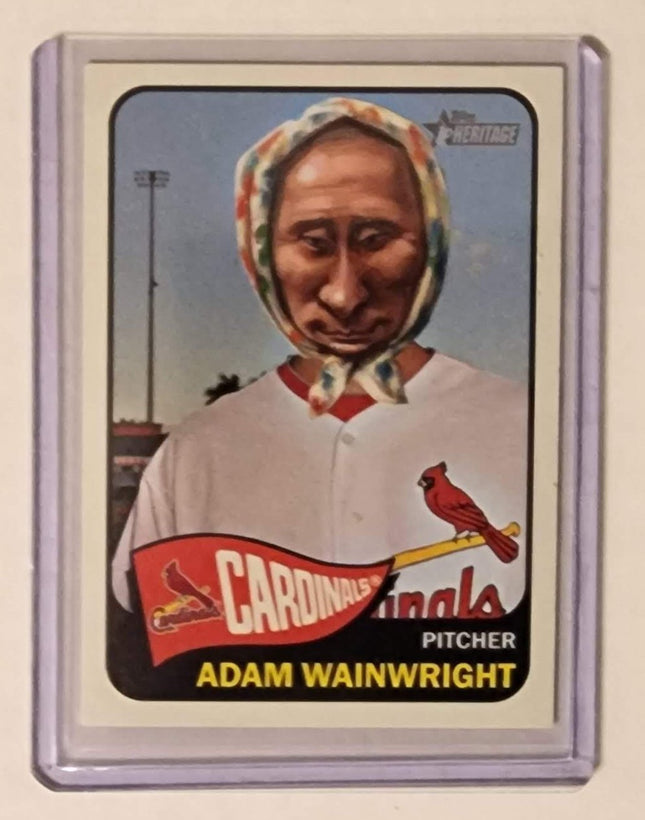 Adam Wainwright Putin Old Lady Cardinals Original Collage Baseball Card Art by Pat Riot