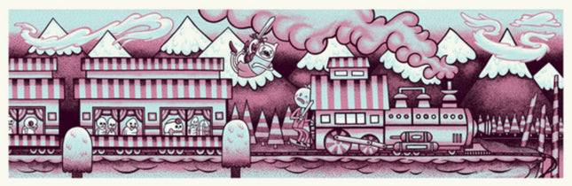 Adventure Time Mystery Train Pink Silkscreen Print by John Vogl