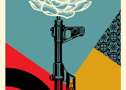 AK-47 Lotus- Large Format Serigraph Print by Shepard Fairey- OBEY