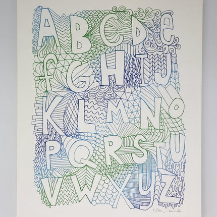 Alphabet Green Silkscreen Print by Nate Duval