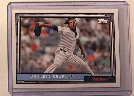 Aroldis Chapman Pirate Yankees Original Collage Baseball Card Art by Pat Riot