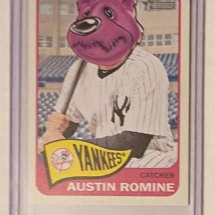 Austin Rommie Bear Stitch Yankees Original Collage Baseball Card Art by Pat Riot