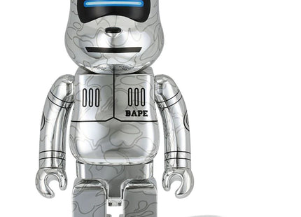 Baby Milo X Hajime Sorayama Silver 1000% Be@rbrick x Bape- A Bathing Ape