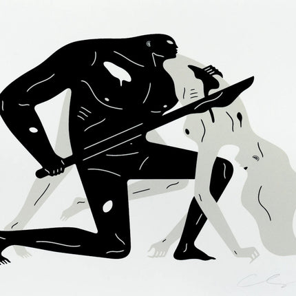 Between the Sun and Moon 2- White Silkscreen Print by Cleon Peterson