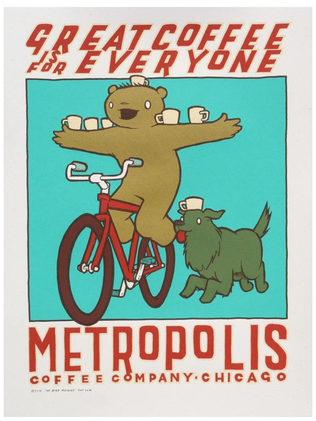 Bike Delivery! Metropolis Coffee 2014 Silkscreen Print by John Vogl