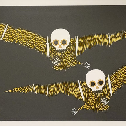 Bird Skull Silkscreen Print by MFG- Matt Goldman