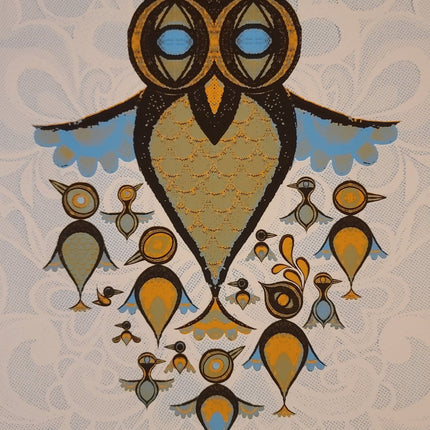 Birds Blue Silkscreen Print by Jon Smith