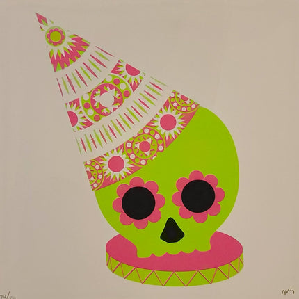 Birthday Clown Skull Silkscreen Print by MFG- Matt Goldman