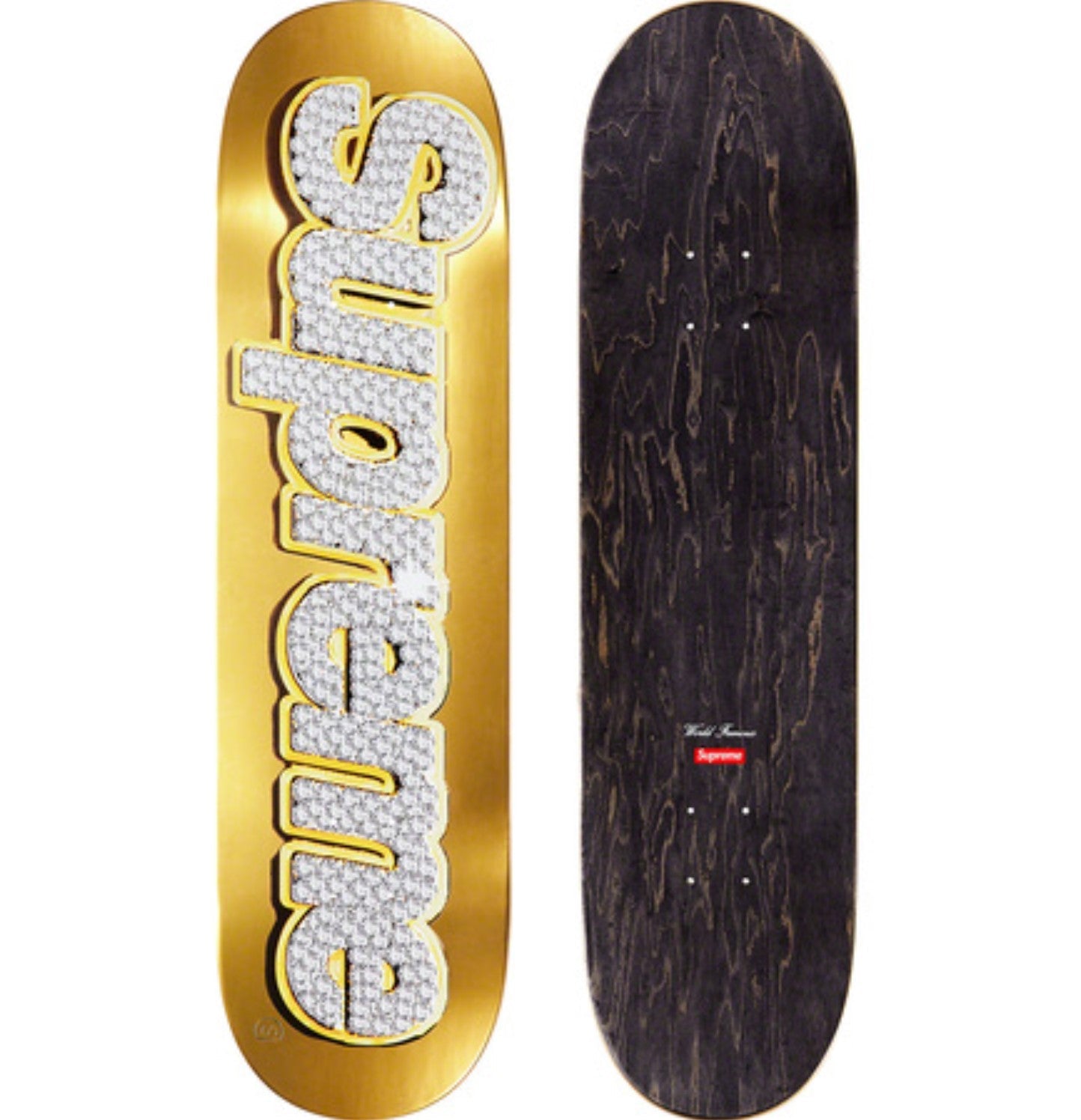Bling Box Logo Gold Skateboard Art Deck by Supreme – Sprayed Paint Art  Collection