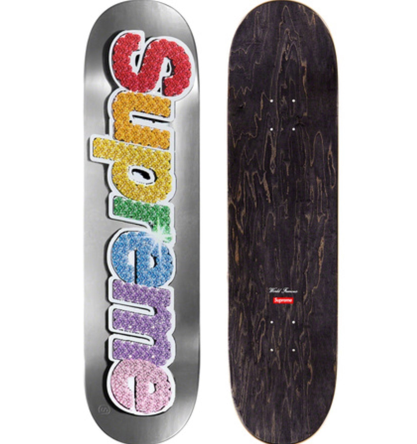 Bling Box Logo Platinum Skateboard Art Deck by Supreme – Sprayed