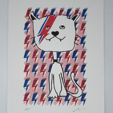 Bowie Cat AP Silkscreen Print by Nate Duval