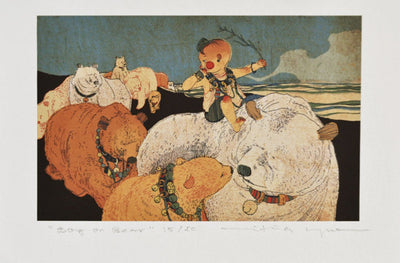 Boy on Bear Giclee Print by Victo Ngai