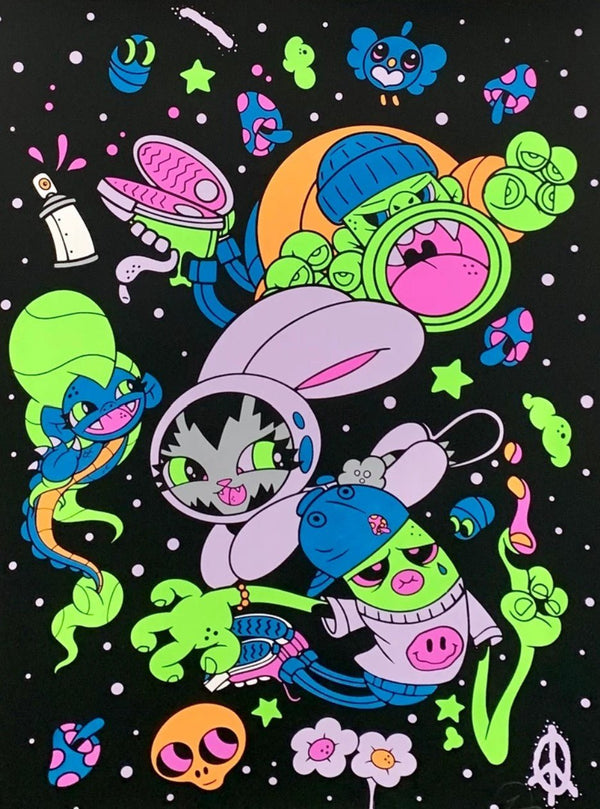 BunnyKitty DreamState Orange Sérigraphie par Dave Persue