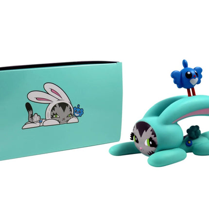 BunnyKitty Teal Vinyl Art Toy Sculpture by Dave Persue