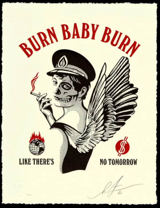 Burn Baby Burn Letterpress Print by Shepard Fairey- OBEY – Sprayed ...