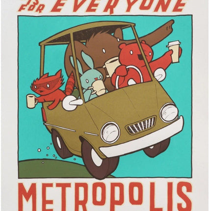 Carpool! Metropolis Coffee 2014 Silkscreen Print by John Vogl