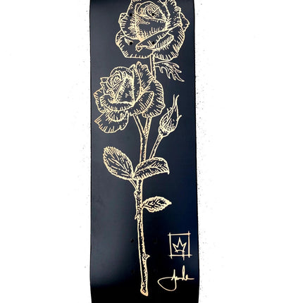 Carved Rose Black Skateboard Art Deck by Jenna Morello