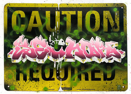 Caution Sechor Required Street Sign Graffiti Painting by Sechor