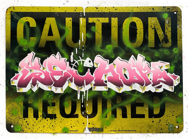 Attention Sechor Requis Street Sign Graffiti Peinture par Sechor