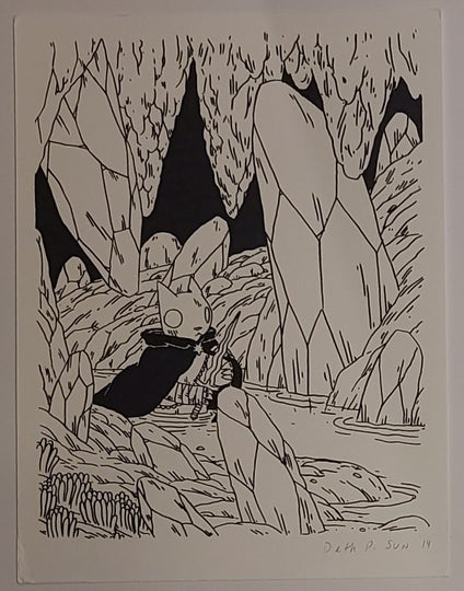 Cave Original Pen Drawing by Deth P Sun – Sprayed Paint Art Collection