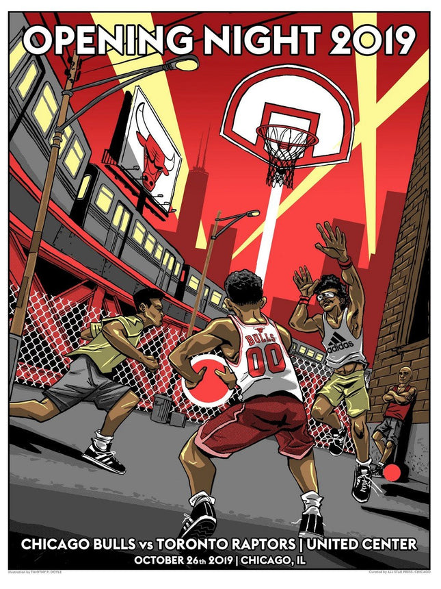 Chicago Bulls Opening Night 2019 AP Silkscreen Print by Tim Doyle