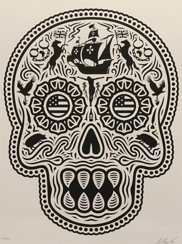 Coloniam Decductam White Silkscreen Print by Ernesto Yerena Montejano- Hecho Con Ganas