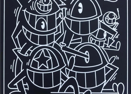 Connected Crew- White on Black Silkscreen Print by El Pez