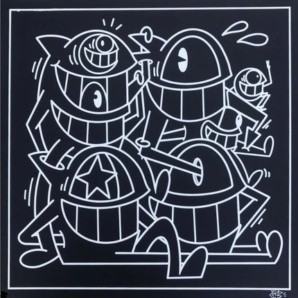 Connected Crew- White on Black Silkscreen Print by El Pez