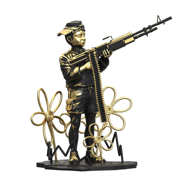 Crayon Shooter LA Gold Polystone Sculpture by Brandalised