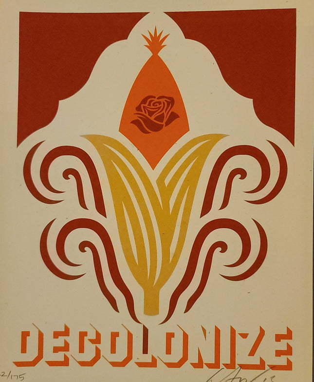 Decolonize Red Gold Serigraph Print by Ernesto Yerena Montejano- Hecho Con Ganas