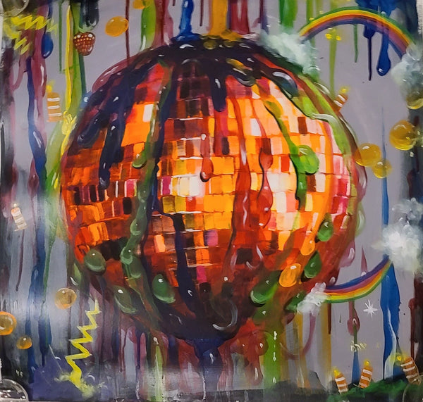 Disco Ball Red Blobs HPM Archival Print by Adam J O'Day