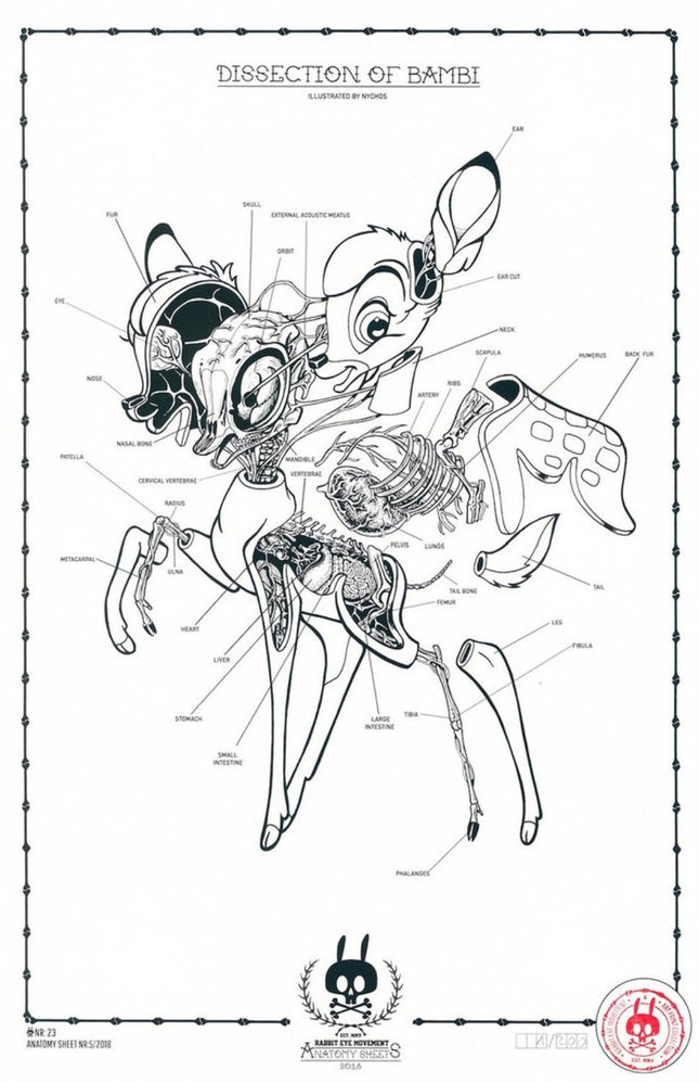 Dissection of Bambi Sheet No 23 Silkscreen Print by Nychos