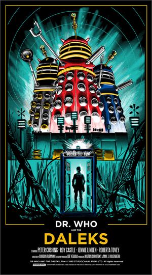 Doctor Who and the Daleks Glow in Dark A Silkscreen Print by Tim Doyle