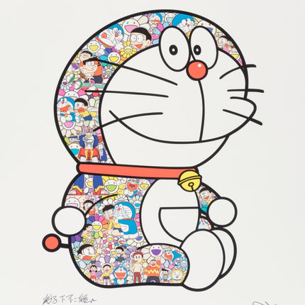 Doraemon Sitting Up Every Day is a Struggle Nobita Lithograph Print by Takashi Murakami TM/KK