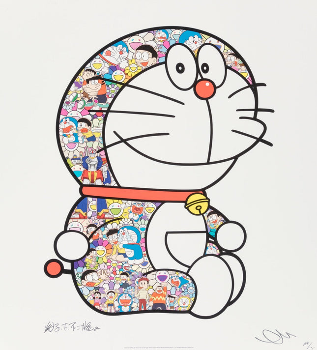 Doraemon Sitting Up Every Day is a Struggle Nobita Lithograph Print by Takashi Murakami TM/KK
