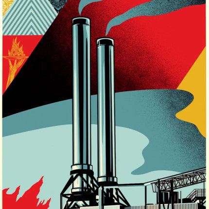 Factory Stacks- Earth First Silkscreen Print by Shepard Fairey- OBEY