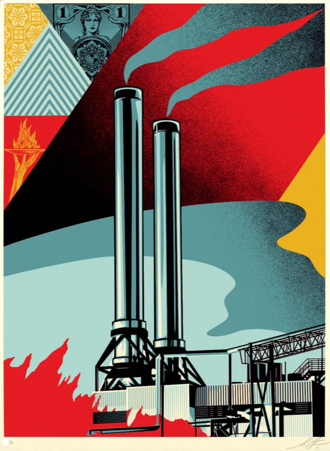 Factory Stacks- Earth First Silkscreen Print by Shepard Fairey- OBEY