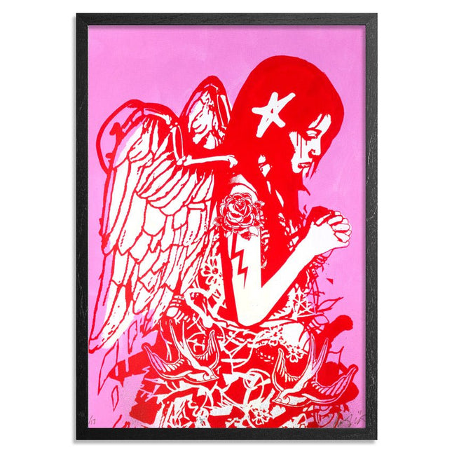 Fallen Angel Pink Silkscreen Giclee Print by Copyright
