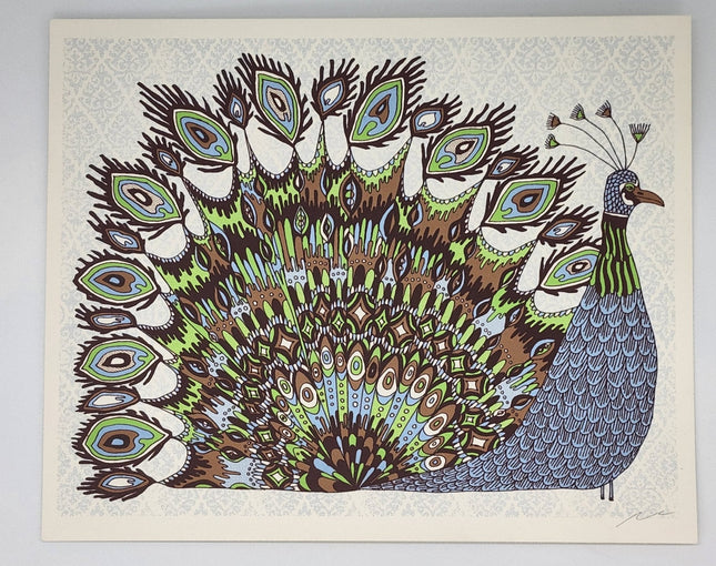 Fancy Peacock Retro Silkscreen Print by Nate Duval