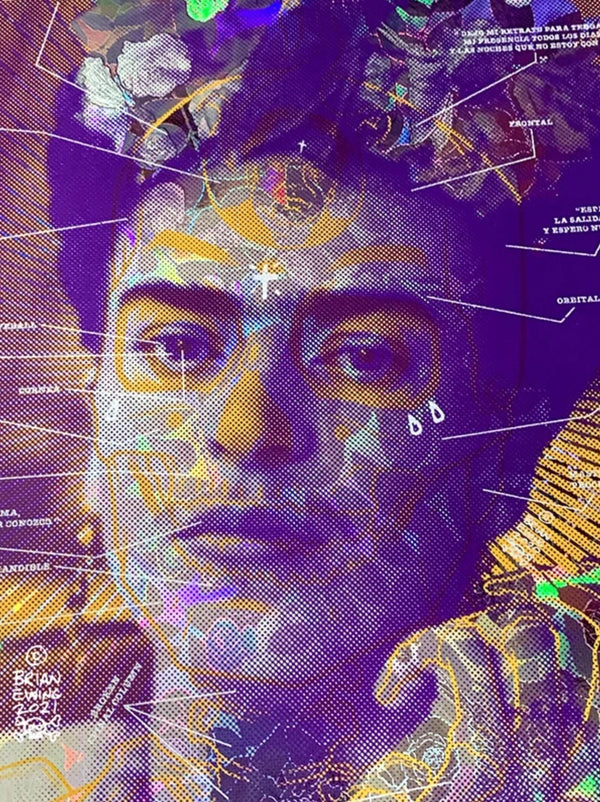 Sérigraphie sur feuille Frida Lakers par Brian Ewing