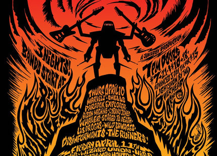 Fuzz Fest 2014 Orange Yellow Silkscreen Print by Jeremy Wheeler