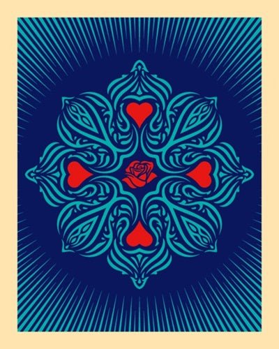 Ganas Dignity & Love Blue Silkscreen Print by Ernesto Yerena Montejano- Hecho Con Ganas